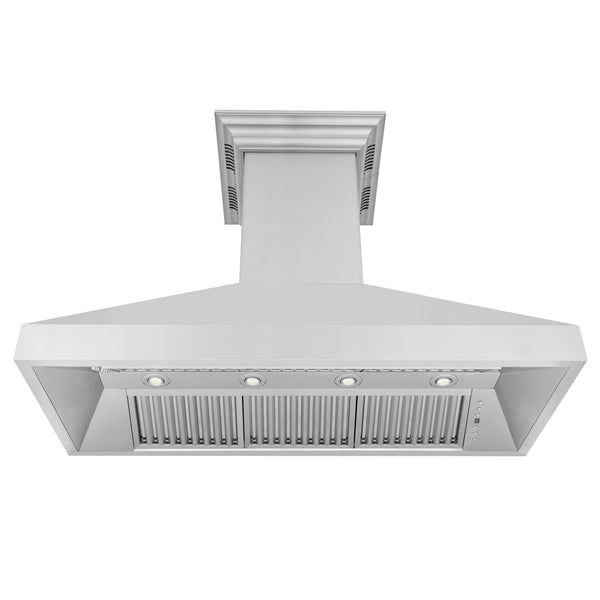 48 in. ZLINE CrownSound™ Ducted Vent Island Mount Range Hood in Stainless Steel with Built-in Bluetooth Speakers (597iCRN-BT-48)