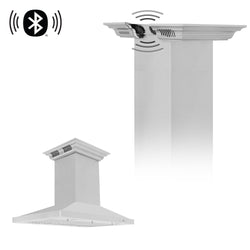 36" ZLINE CrownSound™Ducted Vent Island Mount Range Hood in Stainless Steel with Built-in Bluetooth Speakers (GL2iCRN-BT-36)