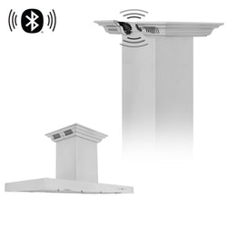 48" ZLINE CrownSound™Ducted Vent Island Mount Range Hood in Stainless Steel with Built-in Bluetooth Speakers (KE2iCRN-BT-48)