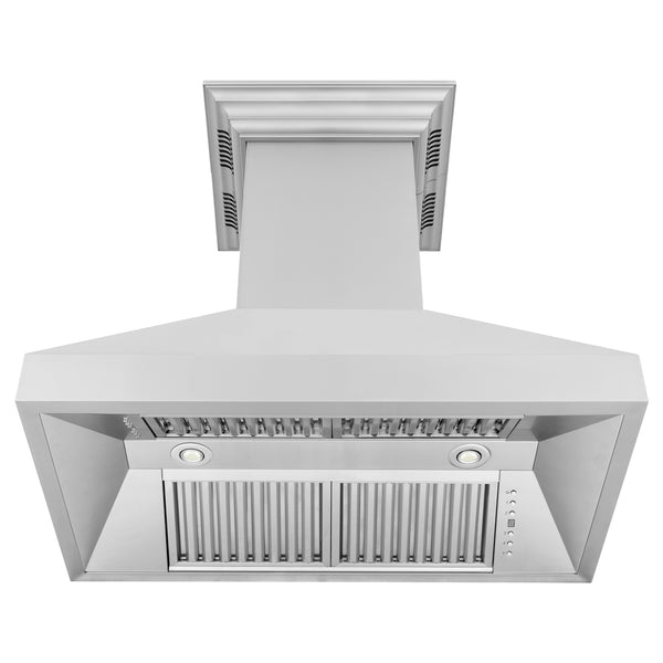 36 in. ZLINE CrownSound™ Ducted Vent Island Mount Range Hood in Stainless Steel with Built-in Bluetooth Speakers (597iCRN-BT-36)