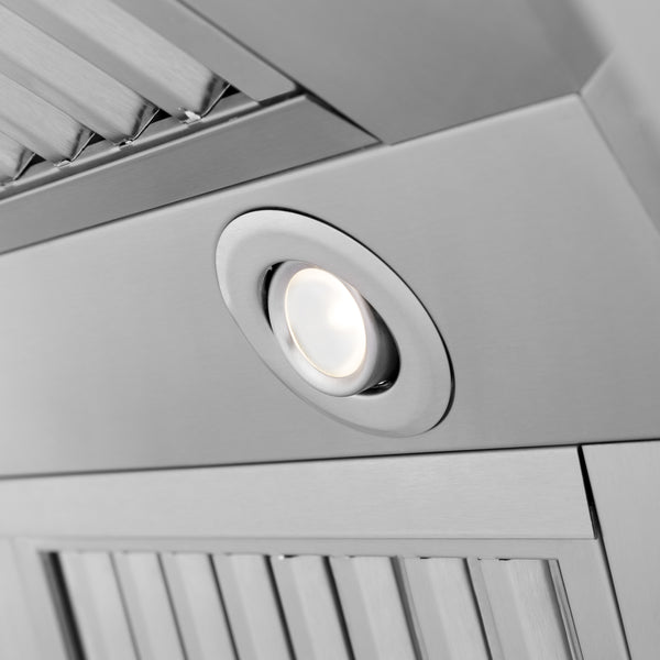 36 in. ZLINE CrownSound™ Ducted Vent Island Mount Range Hood in Stainless Steel with Built-in Bluetooth Speakers (597iCRN-BT-36)