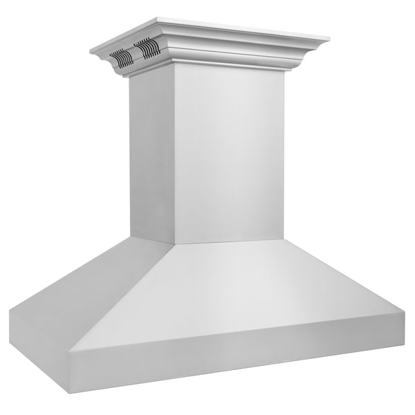 36 in. ZLINE CrownSound™ Ducted Vent Island Mount Range Hood in Stainless Steel with Built-in Bluetooth Speakers (597iCRN-BT-36)