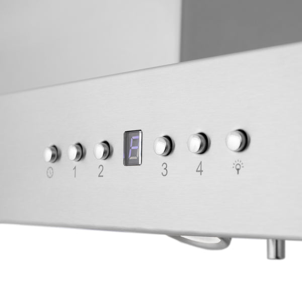 36" ZLINE CrownSound™Ducted Vent Island Mount Range Hood in Stainless Steel with Built-in Bluetooth Speakers (KE2iCRN-BT-36)