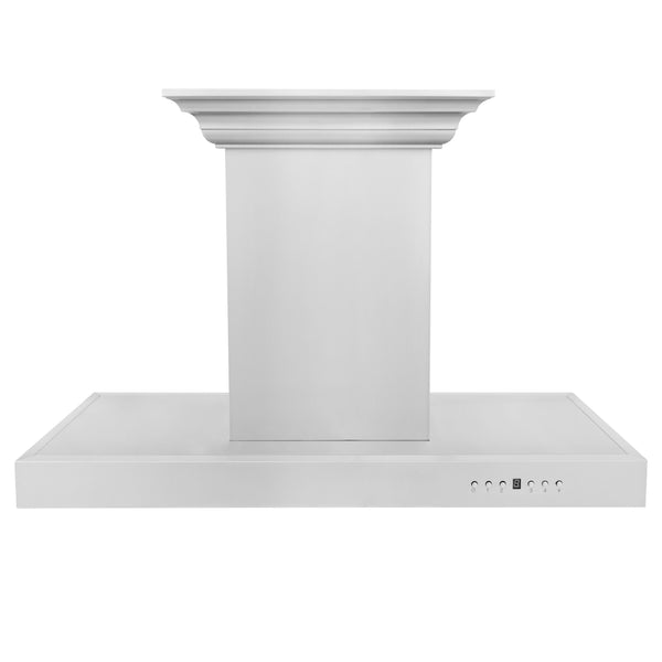 36" ZLINE CrownSound™Ducted Vent Island Mount Range Hood in Stainless Steel with Built-in Bluetooth Speakers (KE2iCRN-BT-36)