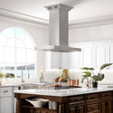36" ZLINE CrownSound™Ducted Vent Island Mount Range Hood in Stainless Steel with Built-in Bluetooth Speakers (KE2iCRN-BT-36)