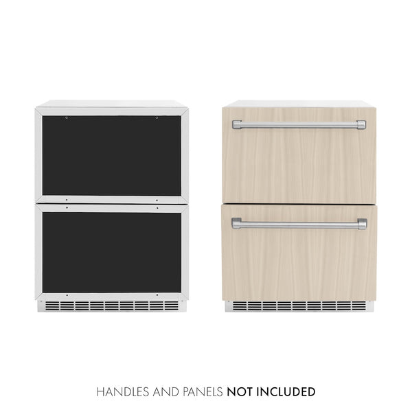 ZLINE 24 in. Touchstone 168 Can Outdoor-Rated Dual Refrigerator Drawer with Panel-Ready Doors, Open Box-Great Condition