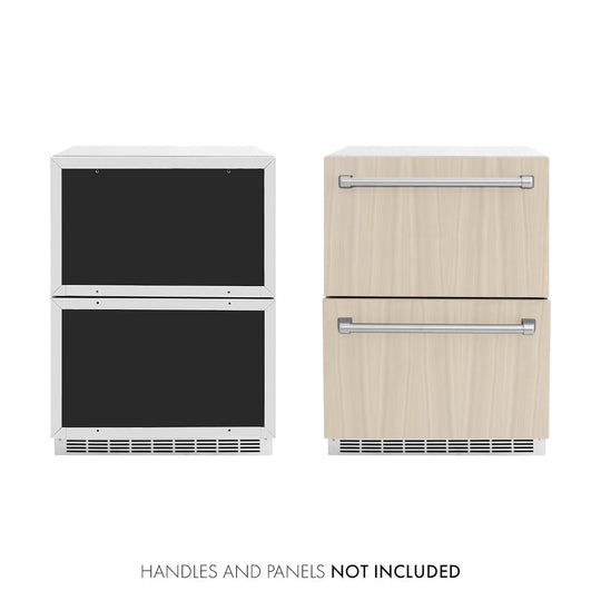 ZLINE 24 in. Touchstone 168 Can Outdoor-Rated Dual Refrigerator Drawer with Panel-Ready Doors, Open Box-Good Condition