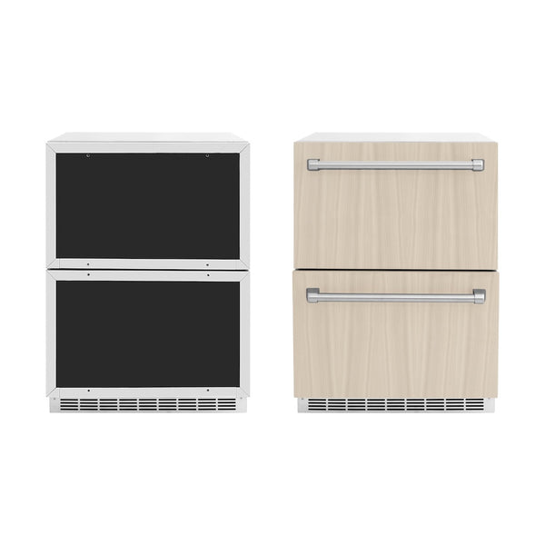 ZLINE 24 in. Touchstone 168 Can Outdoor-Rated Dual Refrigerator Drawer with Panel-Ready Doors, Open Box-Great Condition
