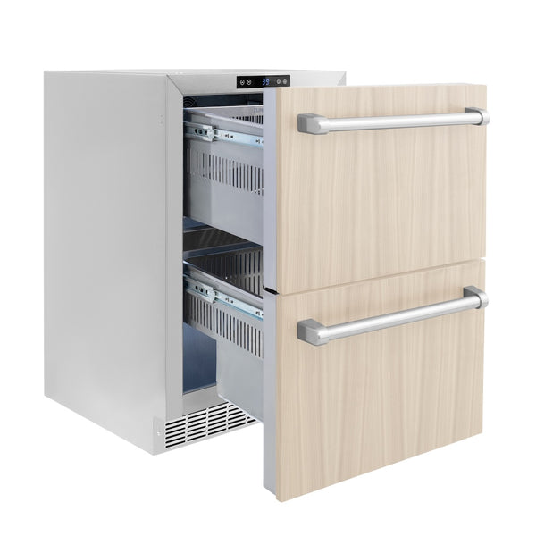 ZLINE 24 in. Touchstone 168 Can Outdoor-Rated Dual Refrigerator Drawer with Panel-Ready Doors, Open Box-Great Condition