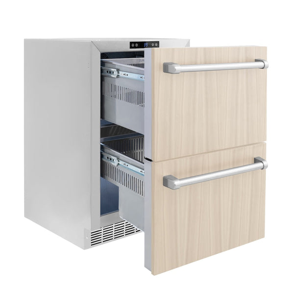 ZLINE 24 in. Touchstone 168 Can Outdoor-Rated Dual Refrigerator Drawer with Panel-Ready Doors, Open Box-Good Condition