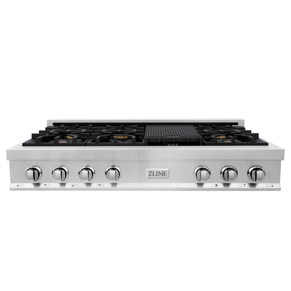 ZLINE 48 in. Legacy Gas Rangetop with 6 Brass Burners and Porcelain Cooktop in Stainless Steel (RT-BR-48)
