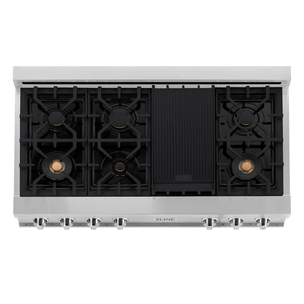 ZLINE 48 in. Legacy Gas Rangetop with 6 Brass Burners and Porcelain Cooktop in Stainless Steel (RT-BR-48)