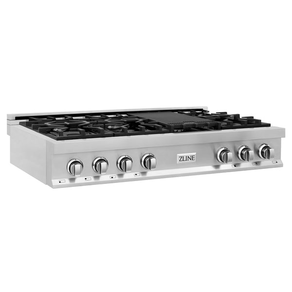 ZLINE 48 in. Porcelain Gas Stovetop with 7 Gas Burners and Griddle (RT48)