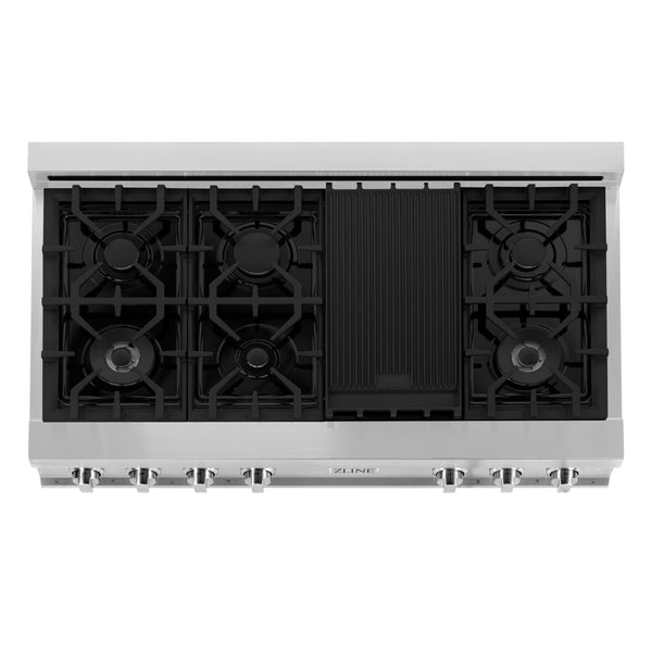 ZLINE 48 in. Legacy Gas Rangetop with 7 Burners and Porcelain Cooktop in Stainless Steel, Open Box-Good Condition