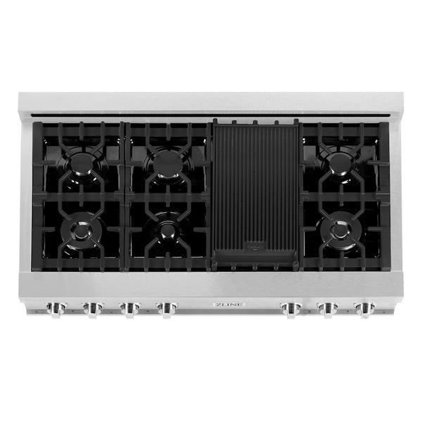 ZLINE 48 in. Legacy Gas Rangetop with 7 Burners and Porcelain Cooktop in Satin Stainless Steel, Open Box-Great Condition