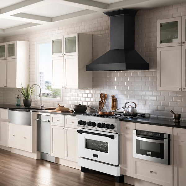 ZLINE Autograph Edition 36 in. 4.6 cu. ft. Legacy Dual Fuel Range with 6 Burner Gas Cooktop and Electric Convection Oven in Satin Stainless Steel with White Matte Door and Matte Black Accents, Open Box-Great Condition