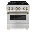 ZLINE Autograph Edition 30" 4.0 cu. ft. Dual Fuel Range with Gas Stove and Electric Oven in Stainless Steel with Accents (RAZ-30)