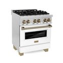 ZLINE Autograph Edition 30 in. 4.0 cu. ft. Dual Fuel Range with Gas Stove and Electric Oven in Stainless Steel with White Matte Door and Accents (RAZ-WM-30)