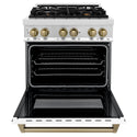 ZLINE Autograph Edition 30 in. 4.0 cu. ft. Dual Fuel Range with Gas Stove and Electric Oven in Stainless Steel with White Matte Door and Accents (RAZ-WM-30)