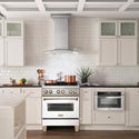 ZLINE Autograph Edition 30 in. 4.0 cu. ft. Legacy Dual Fuel Range with 4 Burner Gas Cooktop and Electric Convection Oven in Stainless Steel with White Matte Door and Polished Gold Accents, Open Box-Good Condition
