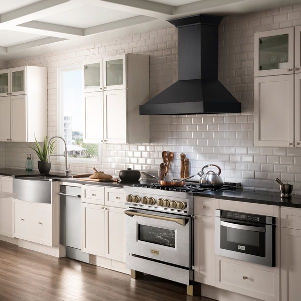 ZLINE Autograph Edition 36 in. 4.6 cu. ft. Legacy Dual Fuel Range with 6 Burner Gas Cooktop and Electric Convection Oven in Satin Stainless Steel and Champagne Bronze Accents, Open Box-Great Condition