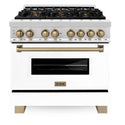 ZLINE Autograph Edition 36" 4.6 cu. ft. Dual Fuel Range with Gas Stove and Electric Oven in Stainless Steel with White Matte Door and Accents (RAZ-WM-36)