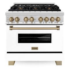 ZLINE Autograph Edition 36 in. 4.6 cu. ft. Legacy Dual Fuel Range with 6 Burner Gas Cooktop and Electric Convection Oven