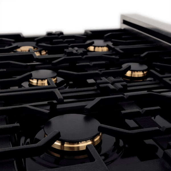 ZLINE Autograph Edition 36 in. 4.6 cu. ft. Legacy Dual Fuel Range with 6 Burner Gas Cooktop and Electric Convection Oven in Stainless Steel with White Matte Door and Matte Black Accents, Open Box-Great Condition