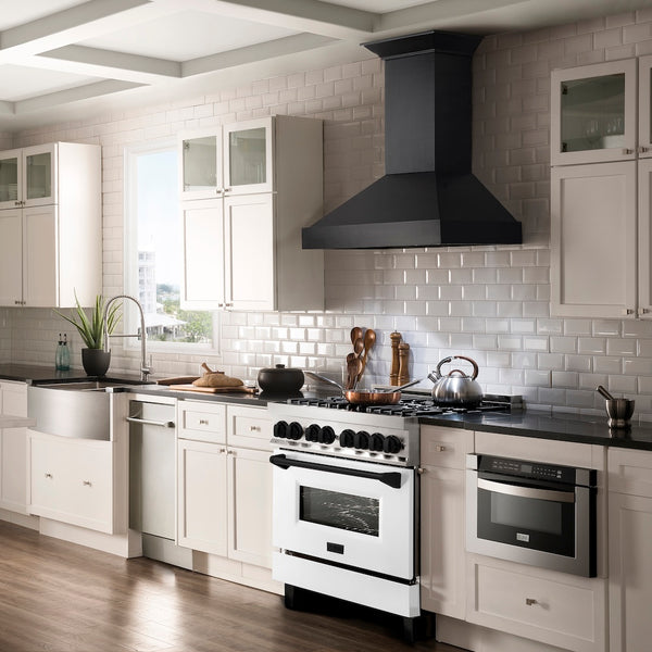 ZLINE Autograph Edition 36 in. 4.6 cu. ft. Legacy Dual Fuel Range with 6 Burner Gas Cooktop and Electric Convection Oven in Stainless Steel with White Matte Door and Matte Black Accents, Open Box-Great Condition