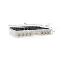 ZLINE Autograph Edition 48 in. Legacy Gas Rangetop with 7 Burners and Porcelain Cooktop in Stainless Steel with Polished Gold Accents (RTZ-48-G)