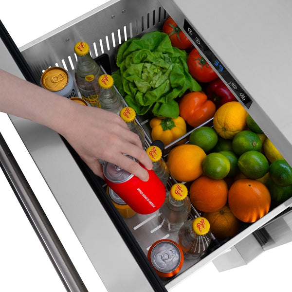 ZLINE 24 in. Touchstone 168 Can Outdoor-Rated Dual Refrigerator Drawer with Stainless Steel Doors, Open Box-Great Condition
