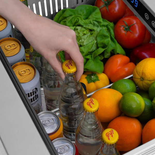 ZLINE 24 in. Touchstone 168 Can Outdoor-Rated Dual Refrigerator Drawer with Stainless Steel Doors, Open Box-Great Condition