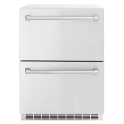 ZLINE 24 in. Touchstone 168 Can Outdoor-Rated Dual Refrigerator Drawer with Stainless Steel Doors, Open Box-Great Condition