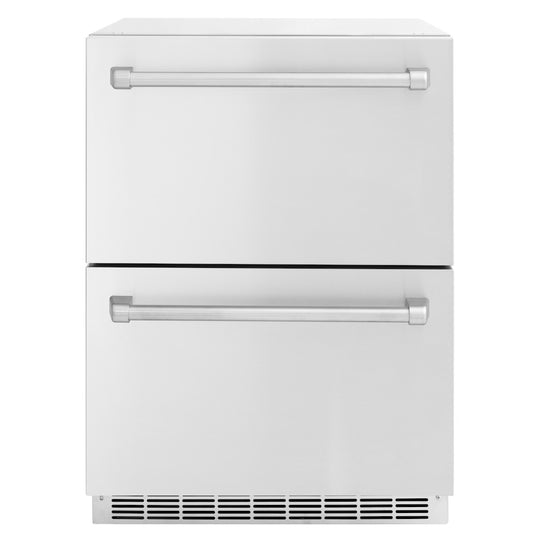 ZLINE 24 in. Touchstone 168 Can Outdoor-Rated Dual Refrigerator Drawer with Stainless Steel Doors, Open Box-Great Condition