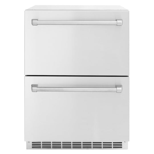 ZLINE 24 in. Touchstone 168 Can Outdoor-Rated Dual Refrigerator Drawer with Stainless Steel Doors, Open Box-Good Condition