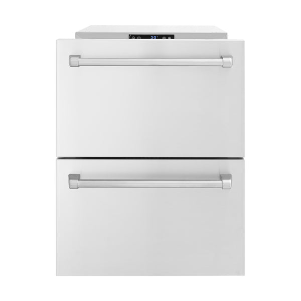 ZLINE 24 in. Touchstone 168 Can Outdoor-Rated Dual Refrigerator Drawer with Stainless Steel Doors, Open Box-Great Condition