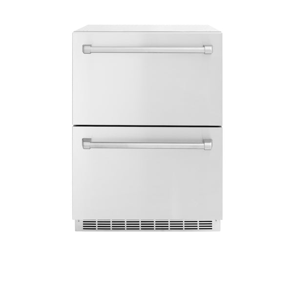 ZLINE 24 in. Touchstone 168 Can Outdoor-Rated Dual Refrigerator Drawer with Stainless Steel Doors, Open Box-Great Condition