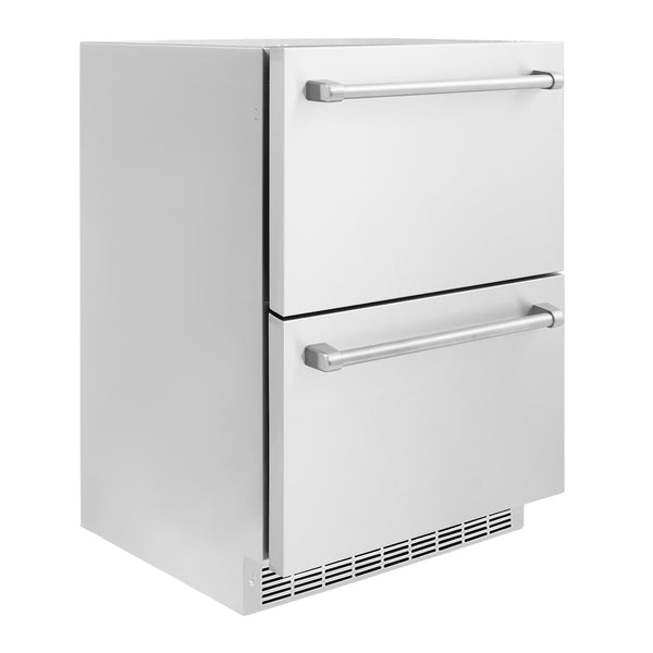 ZLINE 24 in. Touchstone 168 Can Outdoor-Rated Dual Refrigerator Drawer with Stainless Steel Doors, Open Box-Great Condition