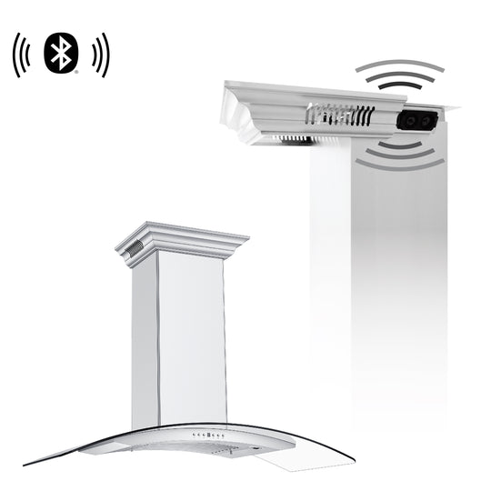 24" ZLINE CrownSound™Ducted Vent Wall Mount Range Hood in Stainless Steel with Built-in Bluetooth Speakers (KN4CRN-BT-24)