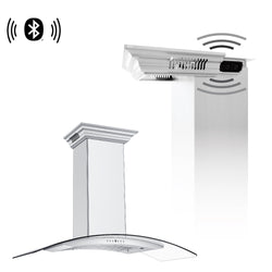 48" ZLINE CrownSound™Ducted Vent Wall Mount Range Hood in Stainless Steel with Built-in Bluetooth Speakers (KN4CRN-BT-48)