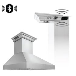 42" ZLINE CrownSound™Ducted Vent Professional Wall Mount Range Hood in Stainless Steel with Built-in Bluetooth Speakers (697CRN-BT-42)