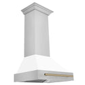 ZLINE Autograph Edition 30" Stainless Steel Range Hood with White Matte Shell and Champagne Bronze Handle (8654STZ-WM30-CB)