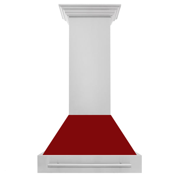 ZLINE 30" Stainless Steel Range Hood with Red Gloss Shell and Stainless Steel Handle (8654STX-RG-30)