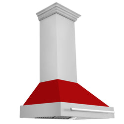ZLINE 36" Stainless Steel Range Hood with Red Matte Shell and Stainless Steel Handle (8654STX-RM-36)