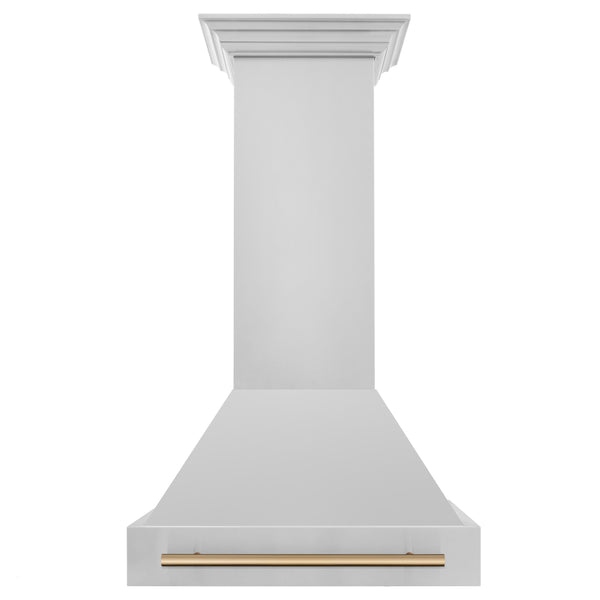 ZLINE Autograph Edition 30" Stainless Steel Range Hood with Stainless Steel Shell and Champagne Bronze Handle (8654STZ-30-CB)