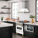 ZLINE Autograph Edition 30" Stainless Steel Range Hood with White Matte Shell and Polished Gold Handle (8654STZ-WM30-G)