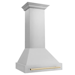 ZLINE Autograph Edition 30" Stainless Steel Range Hood with Stainless Steel Shell and Polished Gold Handle (8654STZ-30-G)