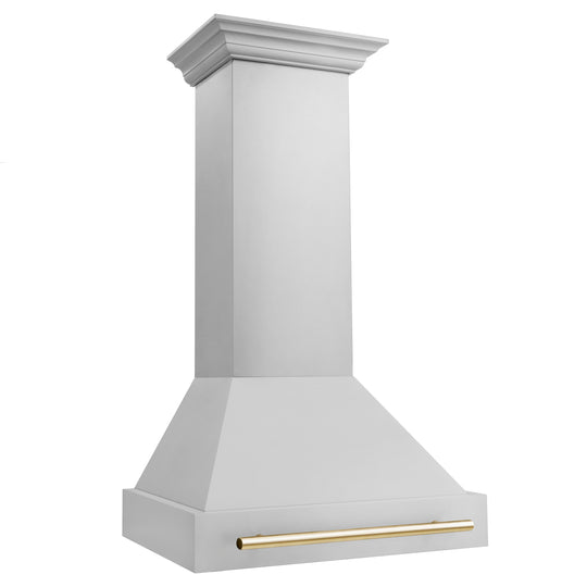 ZLINE Autograph Edition 30" Stainless Steel Range Hood with Stainless Steel Shell and Polished Gold Handle (8654STZ-30-G)