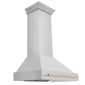 ZLINE Autograph Edition 36" Stainless Steel Range Hood with Stainless Steel Shell and Polished Gold Handle (8654STZ-36-G)