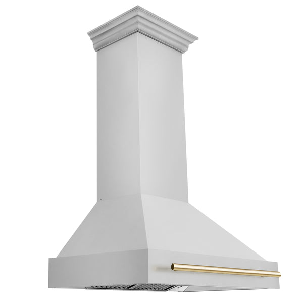 ZLINE Autograph Edition 36" Stainless Steel Range Hood with Stainless Steel Shell and Polished Gold Handle (8654STZ-36-G)